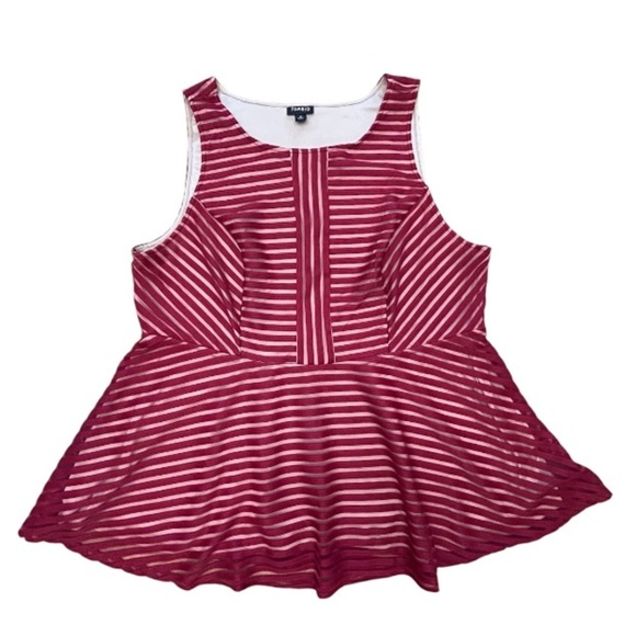 Torrid Deep Red Scoop Neck Striped Peplum Sleeveless Pullover Stretch Top Sz 2X - Picture 4 of 11